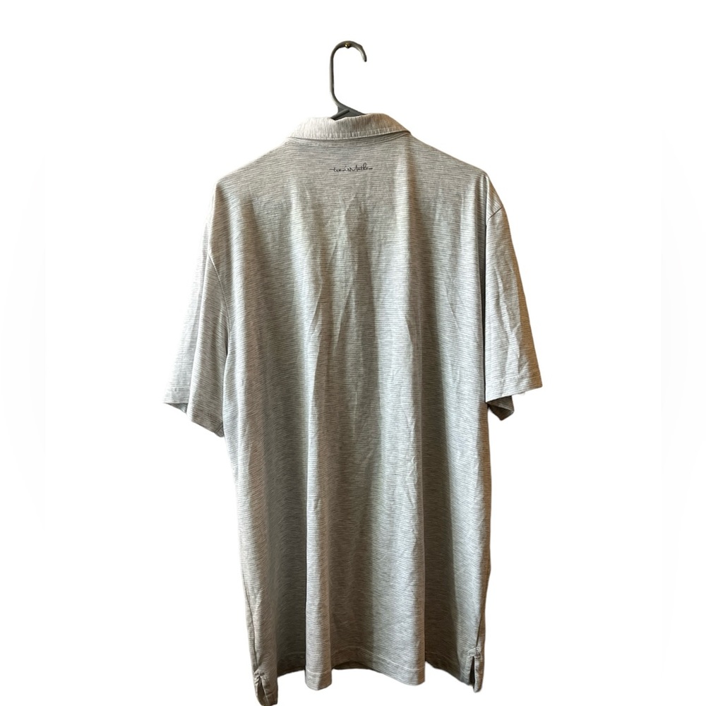 Travis Mathew Polo Shirt Light Gray Striped Lightweight Golf Mens 2XL XXL EUC - Picture 5 of 5